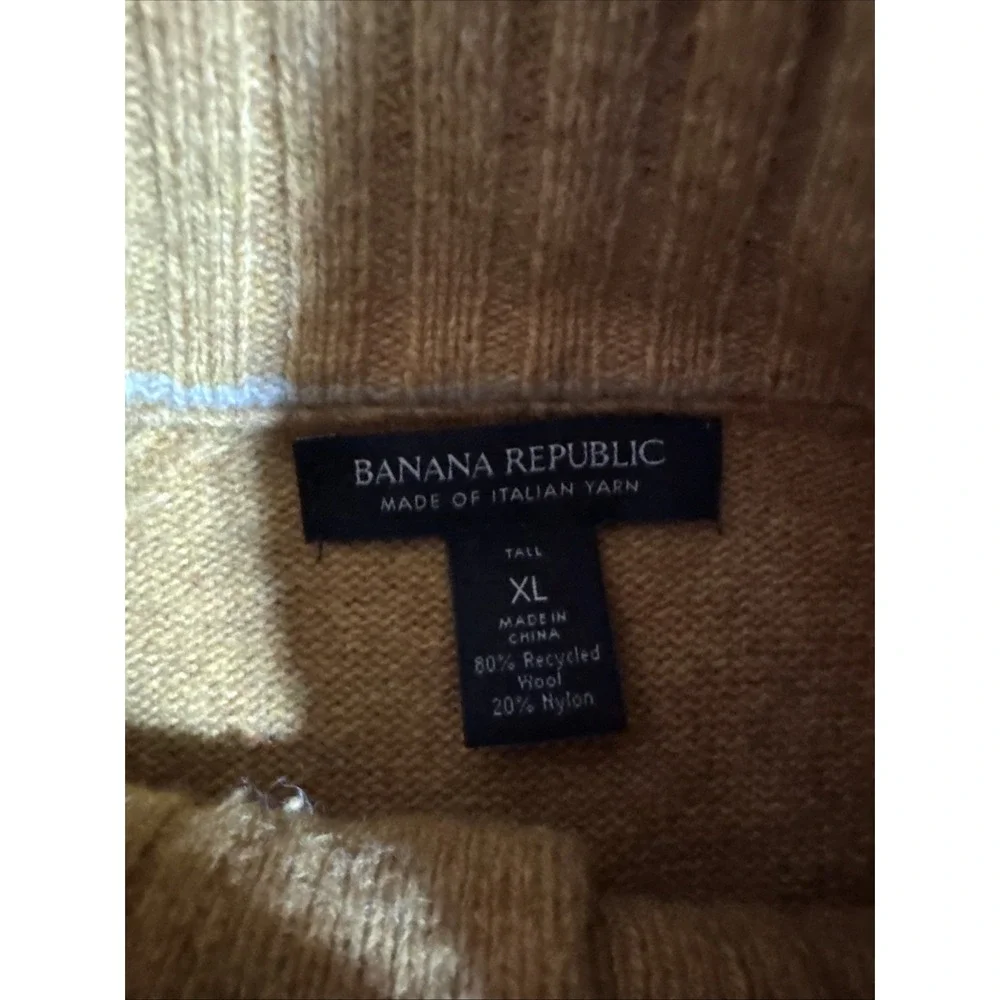 Banana Republic 1/4 Quarter Button Collar Pullover Sweater Yellow Men's XL